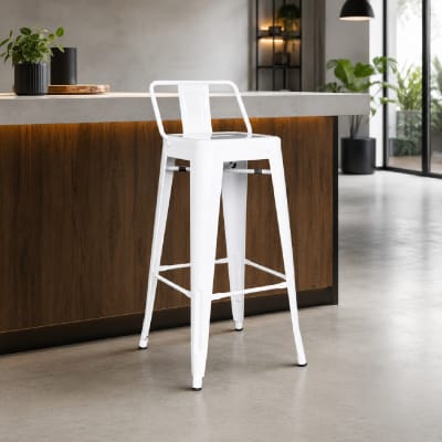 Silla Bar Cloe con espaldar Blanco MSA möbelArt