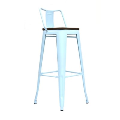 Silla Bar Cloe con espaldar Turquesa con asiento en madera MSA möbelArt