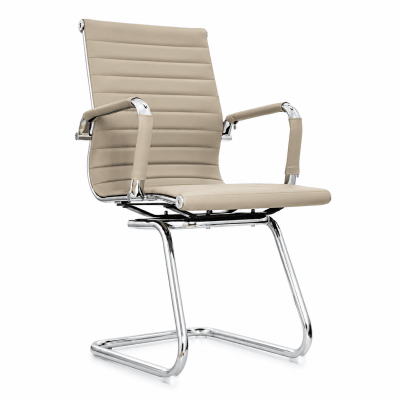 Silla de Oficina Visita Boss PU Base Trineo Taupe möbelArt
