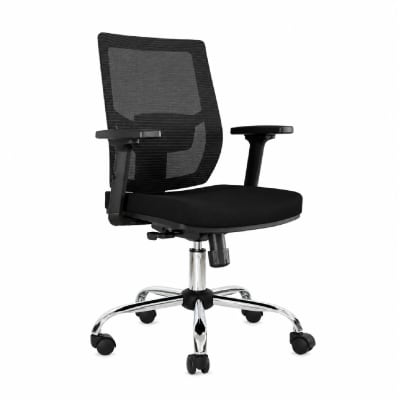 Silla de Oficina Ejecutiva Lims Base Cromada Basculante Negro möbelArt