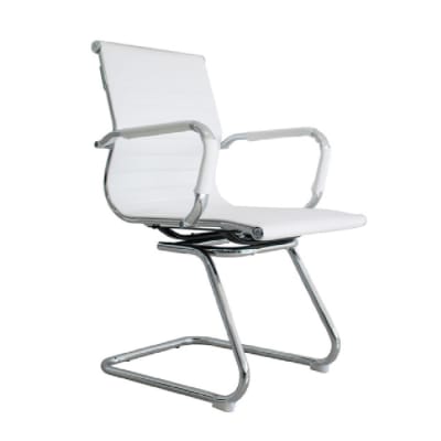 Silla de Oficina Visita Boss PU Base Trineo Blanco möbelArt