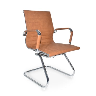 Silla de Oficina Visita Boss PU Base Trineo Camel möbelArt