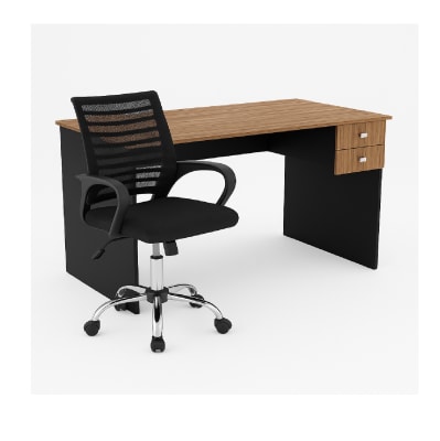 Pack Perfecto Escritorio Volt negro /nogal + Silla Gerente Dex Negro möbelArt
