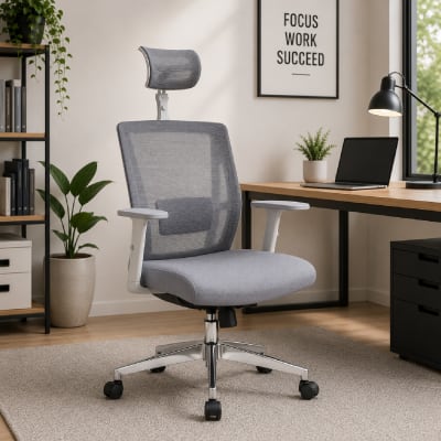 Silla de Oficina Presidente Delphi 2 ( Brazos regulables) BA Gris möbelArt