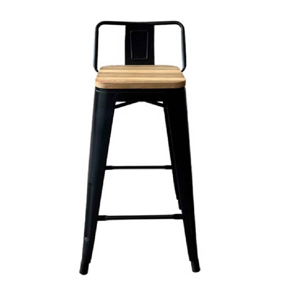 Silla Bar Cloe con espaldar Negro con asiento en madera MSA möbelArt2