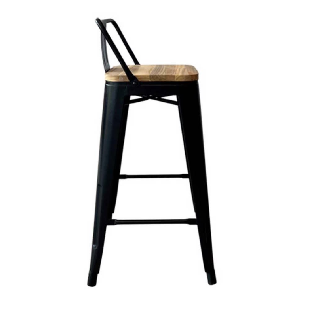 Silla Bar Cloe con espaldar Negro con asiento en madera MSA möbelArt3