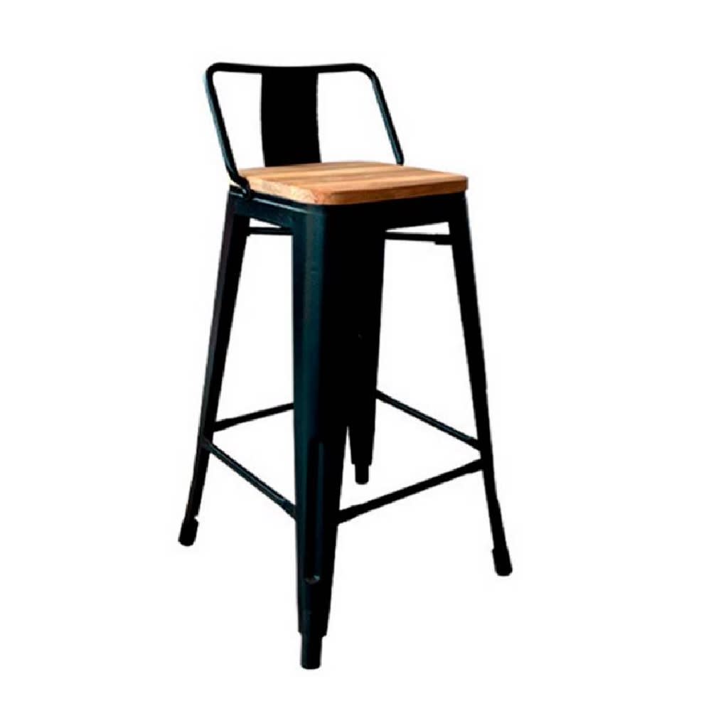 Silla Bar Cloe con espaldar Negro con asiento en madera MSA möbelArt1
