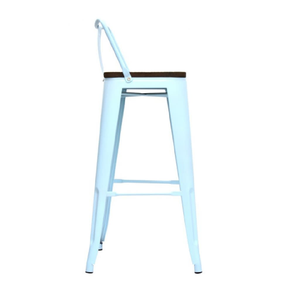 Silla Bar Cloe con espaldar Turquesa con asiento en madera MSA möbelArt3