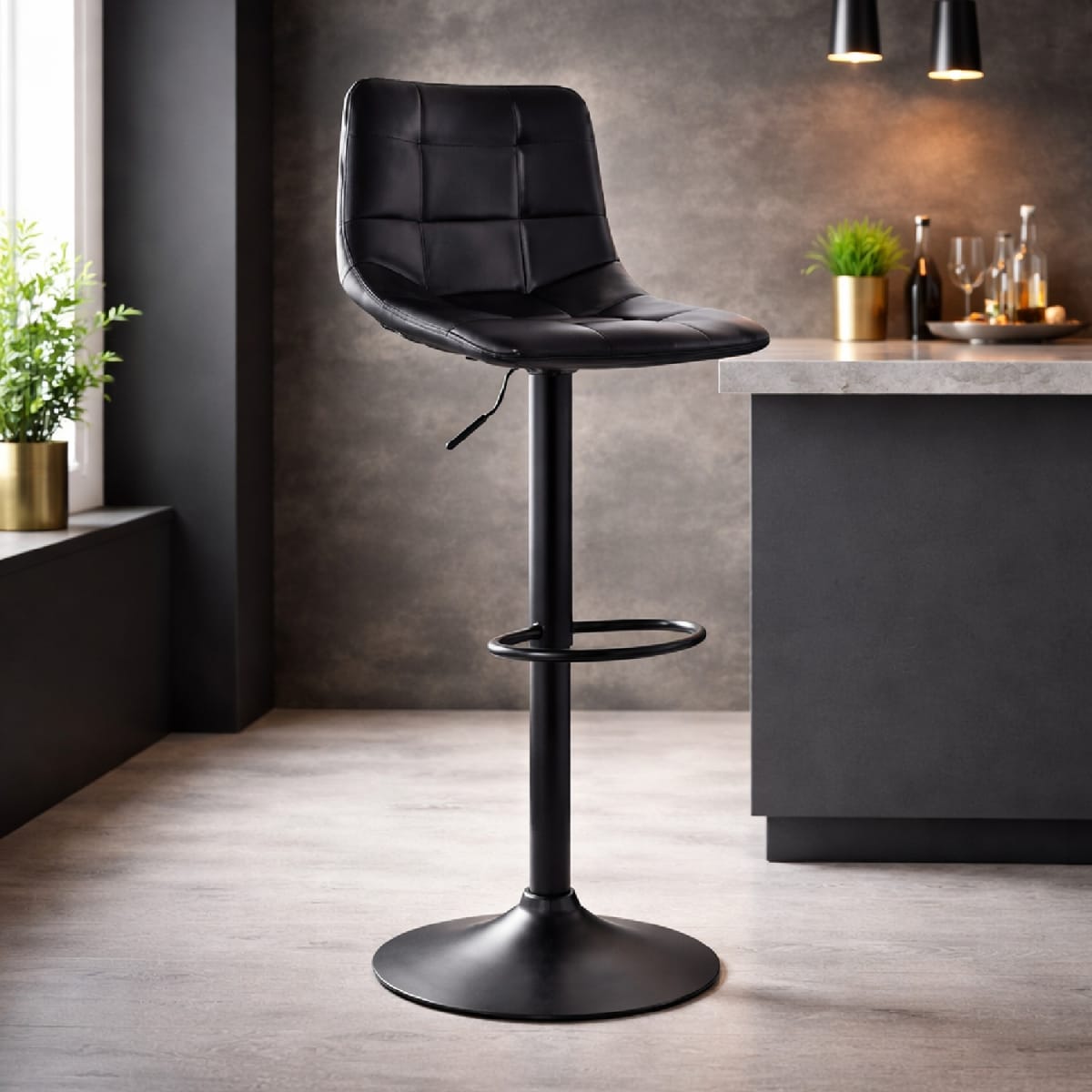 Silla Bar Jack giratoria PU MSA Negro möbelArt1