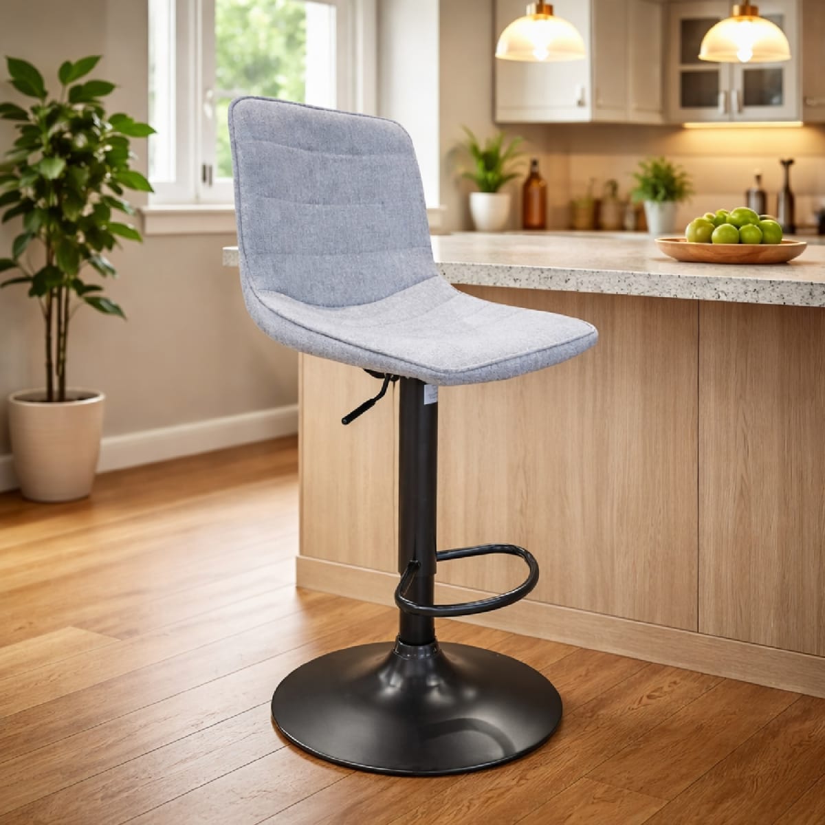 Silla Bar Patrick giratoria textil MSA Gris Plata möbelArt1