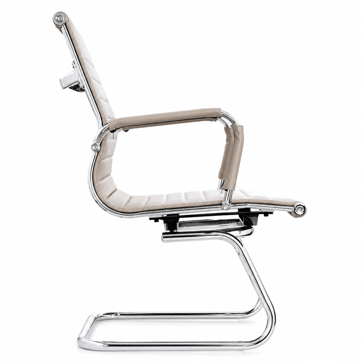 Silla de Oficina Visita Boss PU Base Trineo Taupe möbelArt3