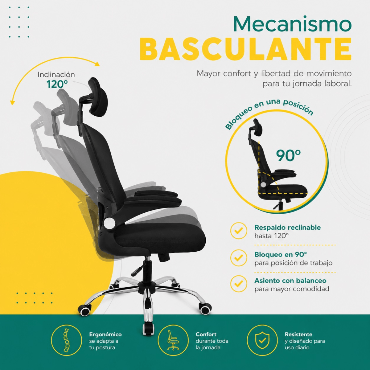 Silla de Oficina Presidente Evok Negro möbelArt5