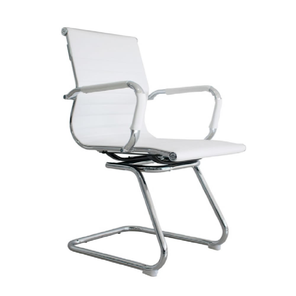 Silla de Oficina Visita Boss PU Base Trineo Blanco möbelArt1