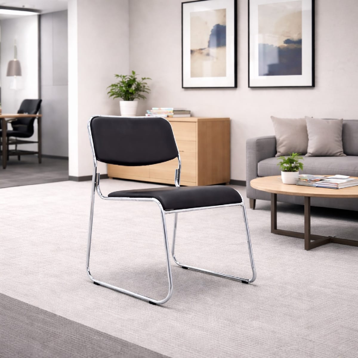 Silla de Oficina Visita Junior PU Negro möbelArt1