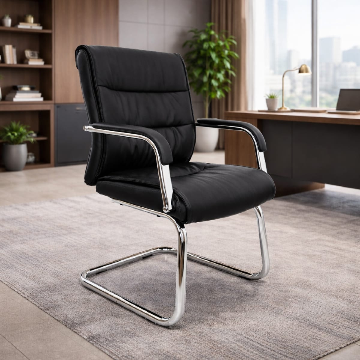 Silla de Oficina Visita Yorki PU Base Trineo Negro möbelArt1