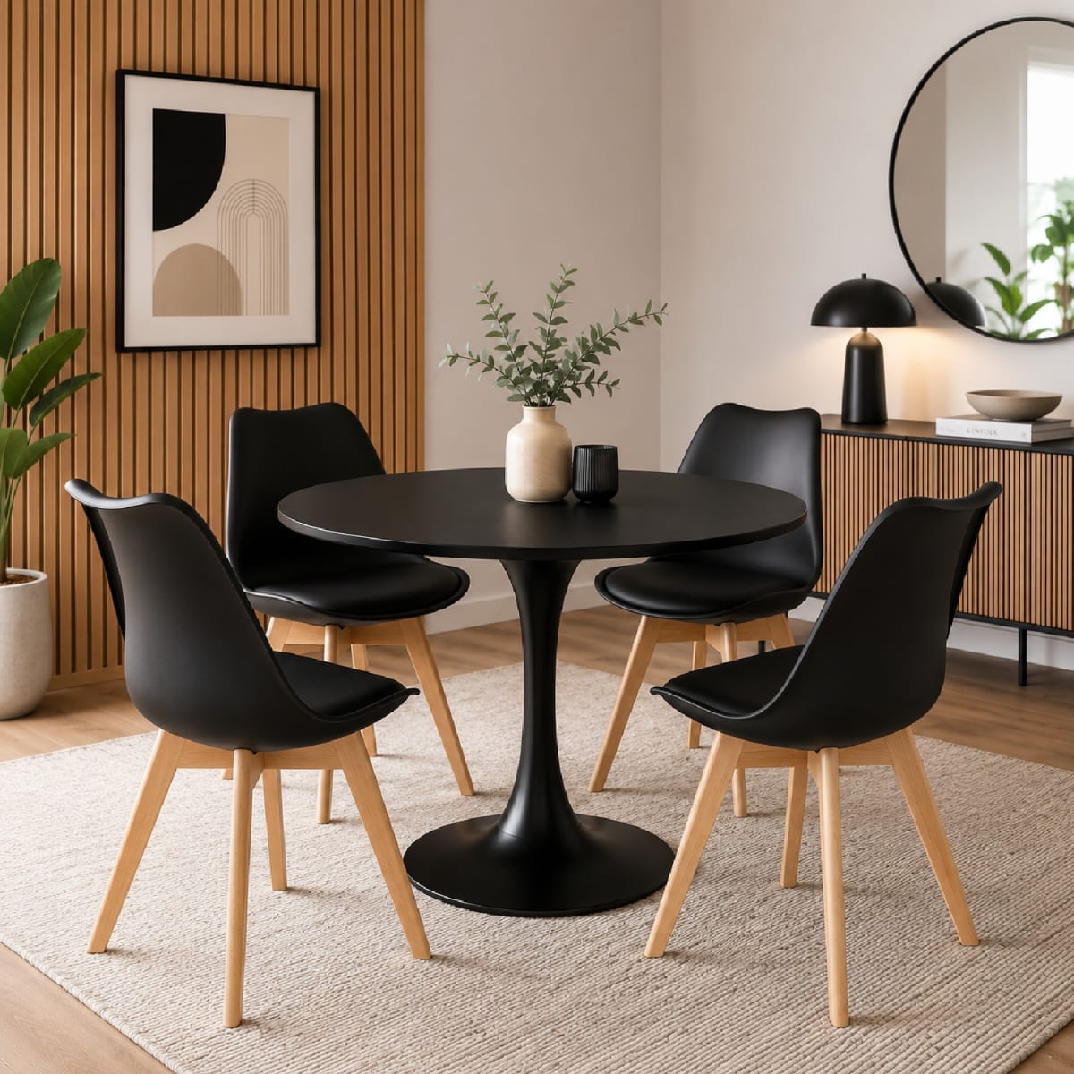 Juego de comedor Oslo Negro möbelArt1