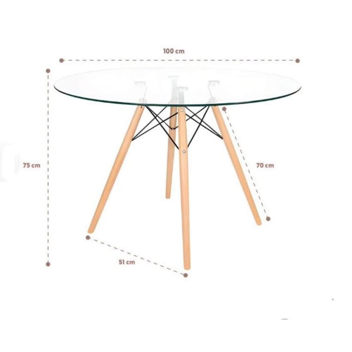 Mesa Eames Vidrio 100 cm möbelArt3