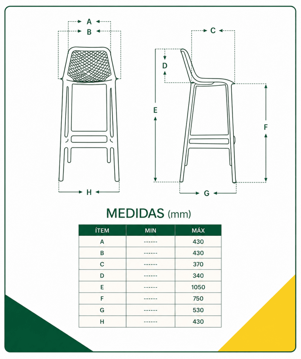 Silla Bar Berlin Polipropileno Negro 75cm. möbelArt3
