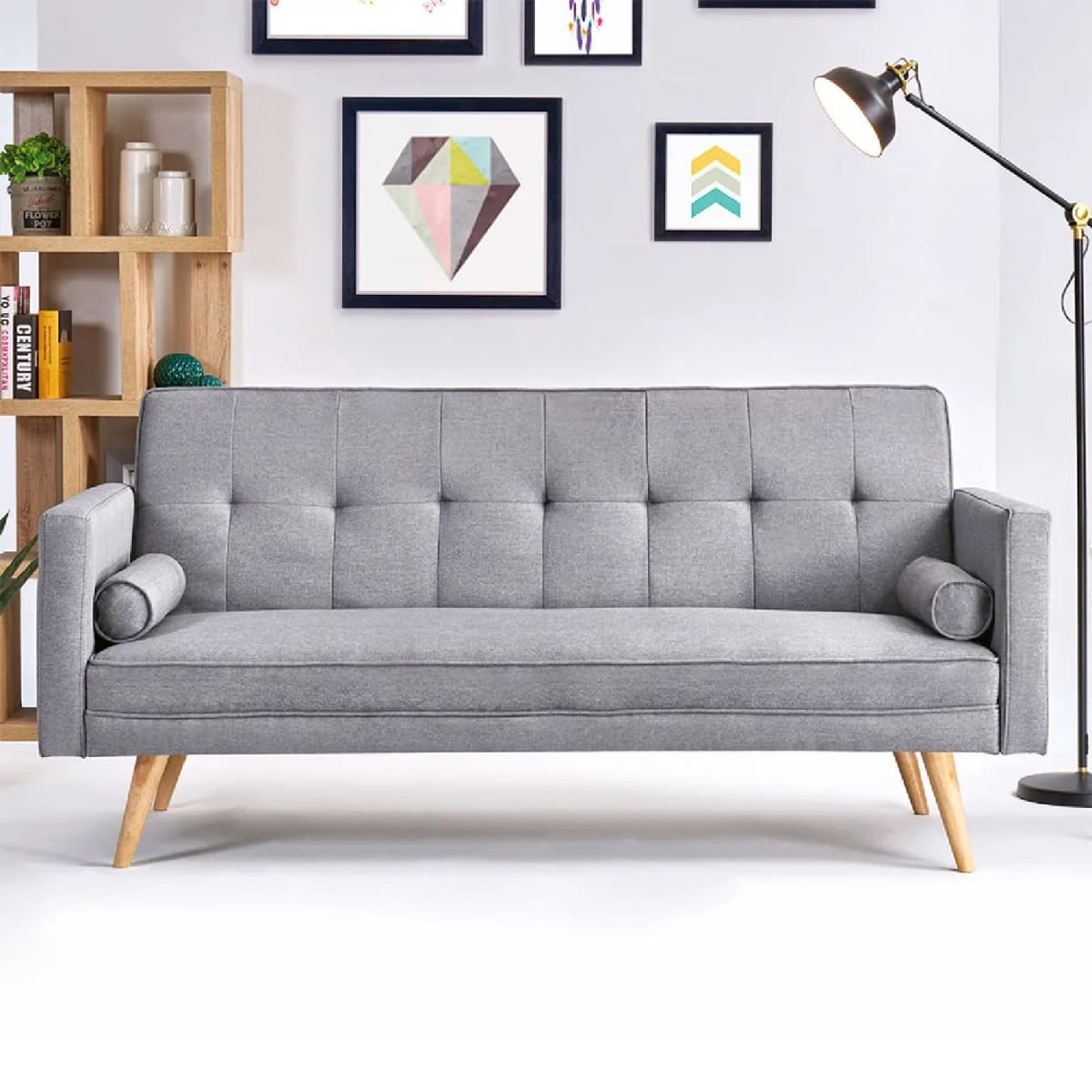 Sofá Cama Venecia Textil Gris Claro möbelArt3