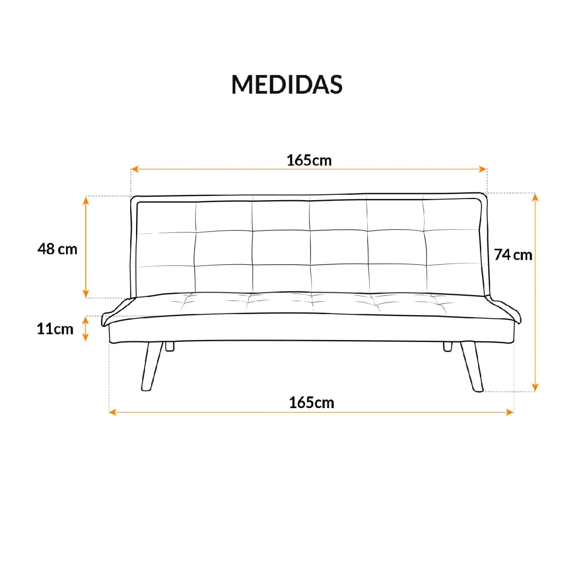 Sofá Cama Florencia Negro PU möbelArt6