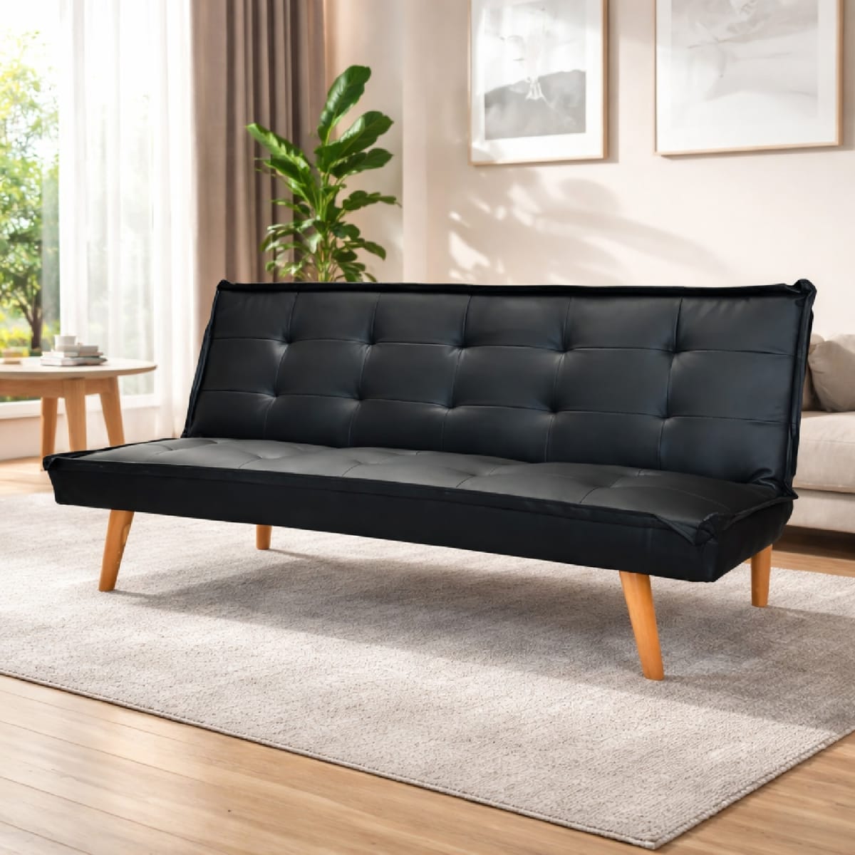 Sofá Cama Florencia Negro PU möbelArt1