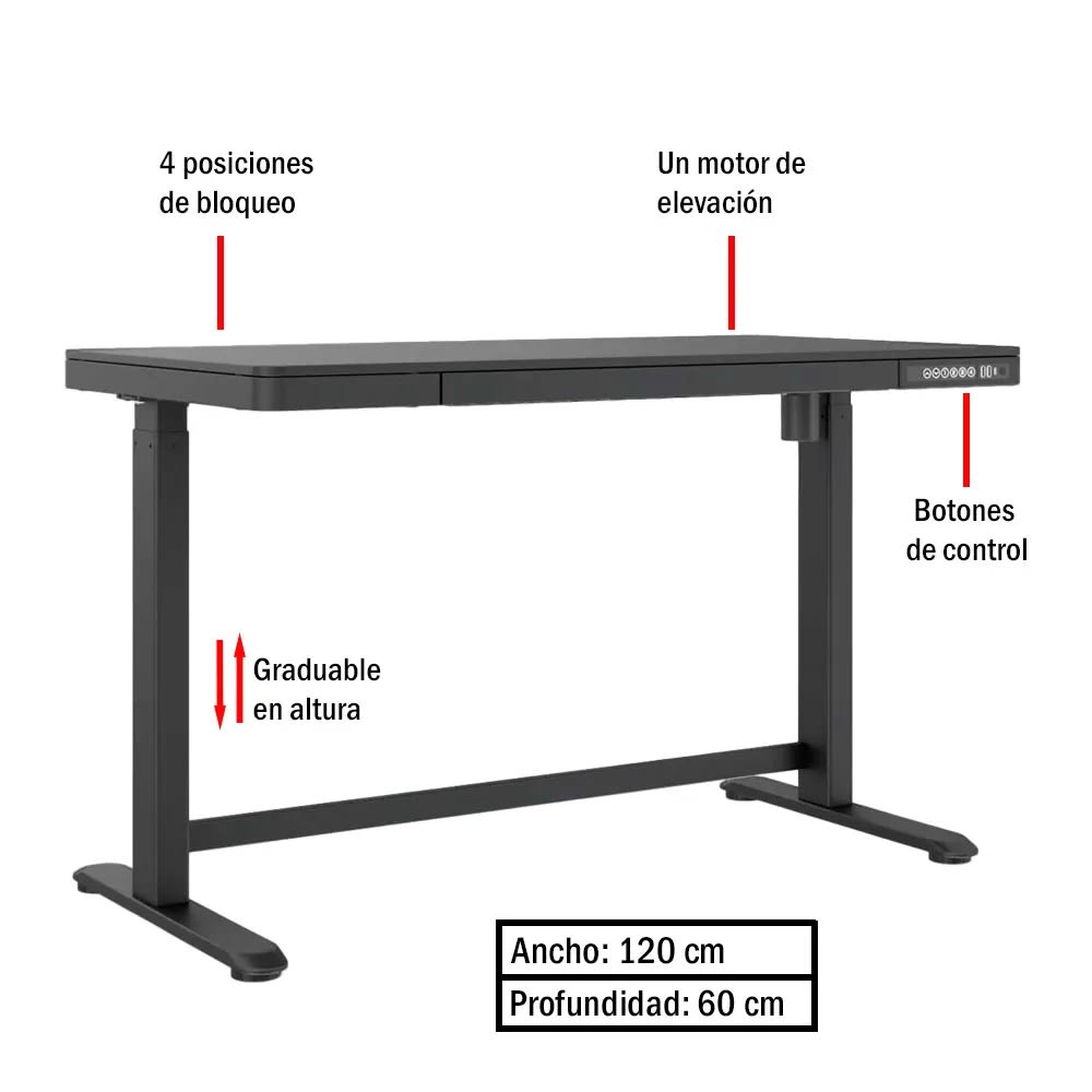 Escritorio Skala Regulable Negro möbelArt5