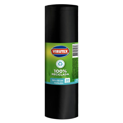 BOLSA PARA BASURA VIRUTEX 50X55CM, 100% RECICLADAS 20 UN1