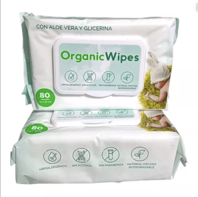 TOALLAS HUMEDAS ORGANIC WIPES S/ALCOHOL