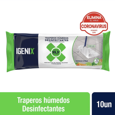 TRAPEROS HÚMEDOS DESINFECTANTE IGENIX 10 UNIDADES1