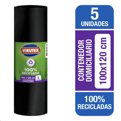 BOLSA DE BASURA BIOROLLO VIRUTEX CLASICA 100x120 CMS. 5 UNIDADES1