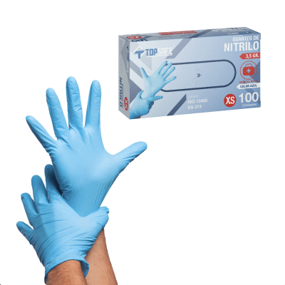 GUANTES DE NITRILO AZUL 3,5 GR(CAJA DE 100 UNIDADES)