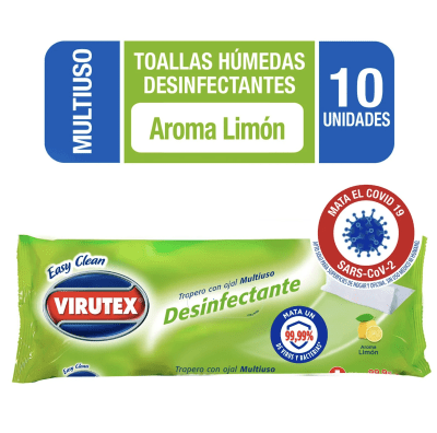 TRAPERO PISO DESECHABLE DESINFECTANTE VIRUTEX  LIMÓN 10 UN1