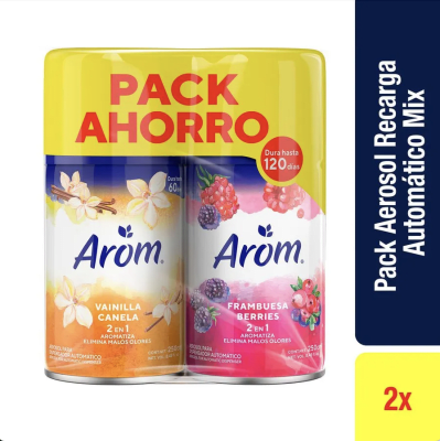 PACK 2 UN. DESODORANTE AMBIENTAL AROM REPUESTO 250ML