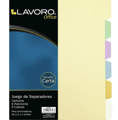 SEPARADOR LAVORO 6 DIVISIONES 6 COLORES SURTIDOS1