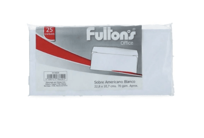 SOBRE AMERICANO BLANCO 80GRS 50 UNIDADES