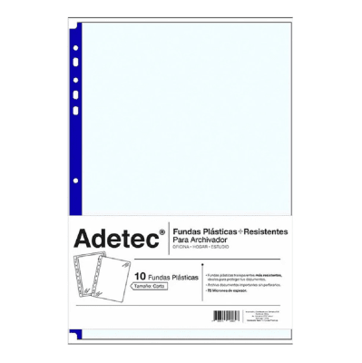 FUNDA PLASTICA ADETEC BORDE AZUL CARTA 10 UNIDADES1
