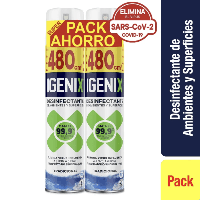 DESINFECTANTE AEROSOL IGENIX TRADICIONAL 480ml PACK X2