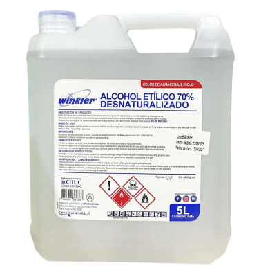 ALCOHOL ETILICO DESNATURALIZADO AL 70% 5LTS.
