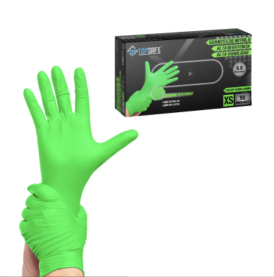 GUANTE DE NITRILO TEXTURIZADO VERDE 8,0 GRS. (50UNI)