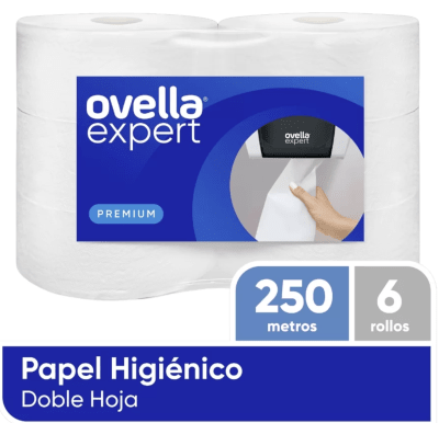 PAPEL HIGIENICO OVELLA DOBLE HOJA 6X250 MTS