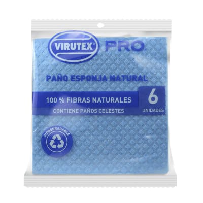 PAÑO ESPONJA VIRUTEX PRO 18X18 CM CELESTE 6 UNIDADES1