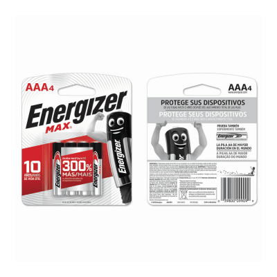 PILAS ALCALINAS ENERGIZER MAX AAA X4 UNIDADES