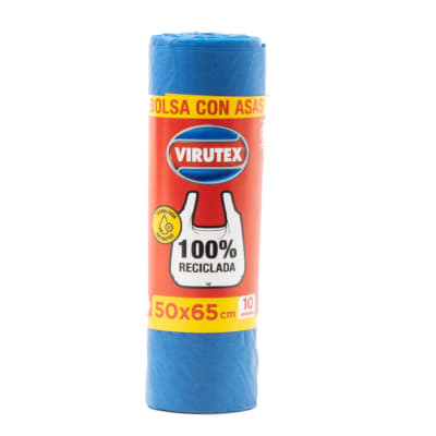 BOLSA DE BASURA CON ASAS VIRUTEX 50X65 CM 10UN