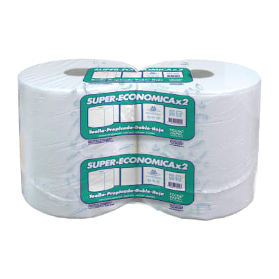 PAPEL TOALLA SUPER ECONOMICA TECNOROLL DOBLE HOJA 2X80 MTS