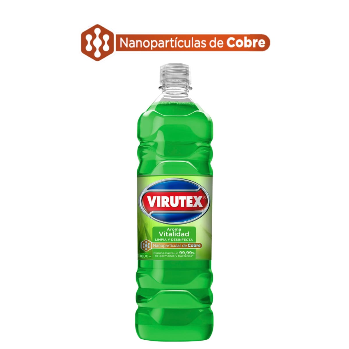 LIMPIADOR MULTI-SUPERFICIES VIRUTEX DESINFECTANTE 1800 ML CON NANOPARTÍCULAS DE COBRE 0