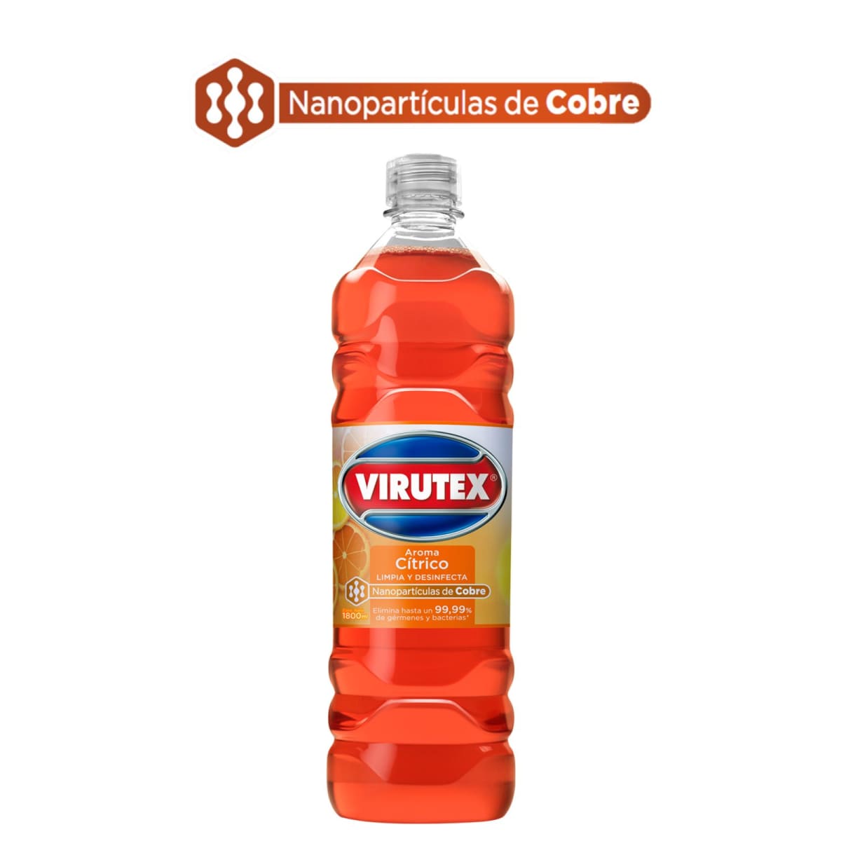 LIMPIADOR MULTI-SUPERFICIES VIRUTEX DESINFECTANTE 1800 ML CON NANOPARTÍCULAS DE COBRE2