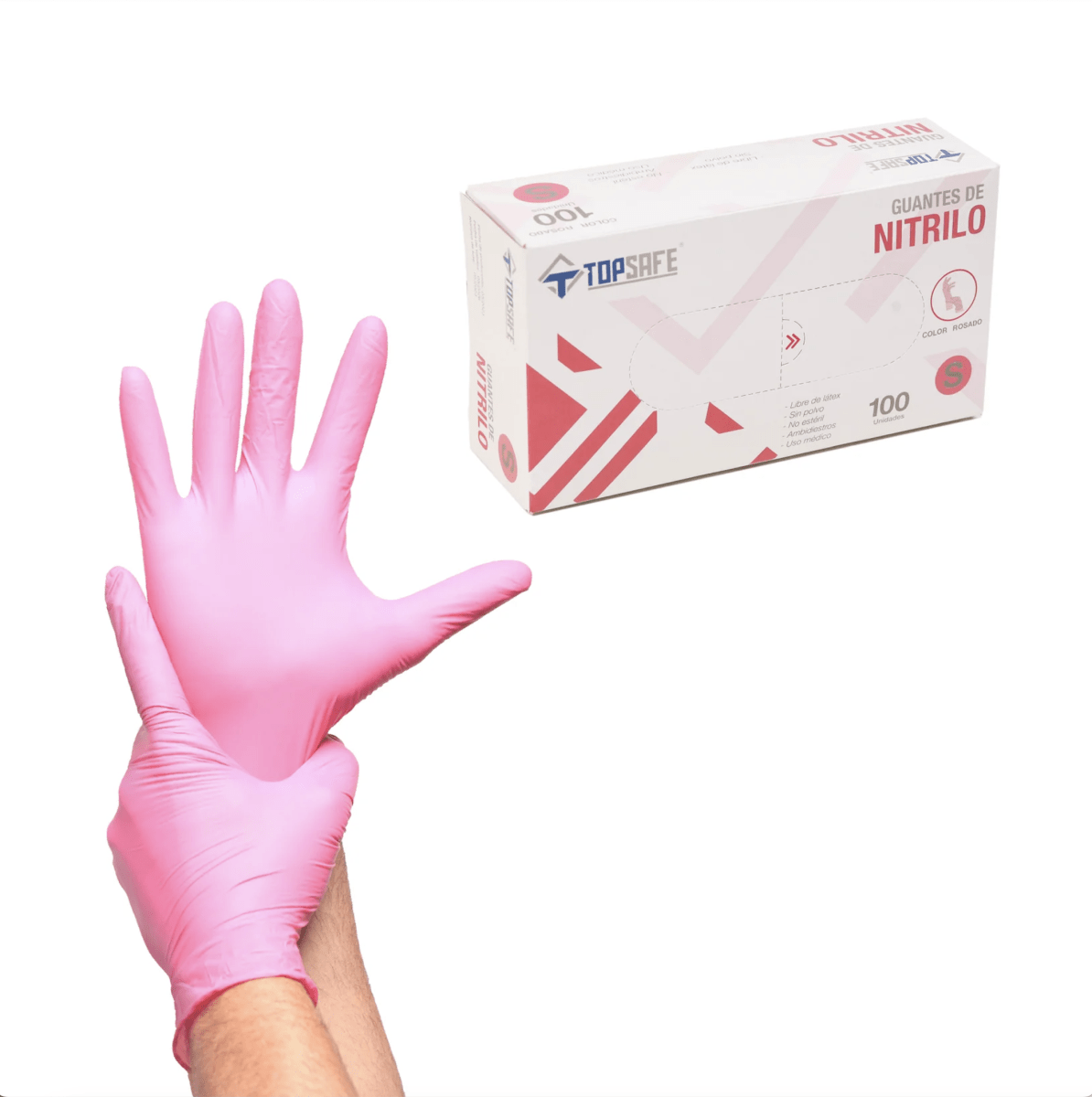 GUANTES DE NITRILO ROSADO T/S (CAJA DE 100 UNIDADES) 0