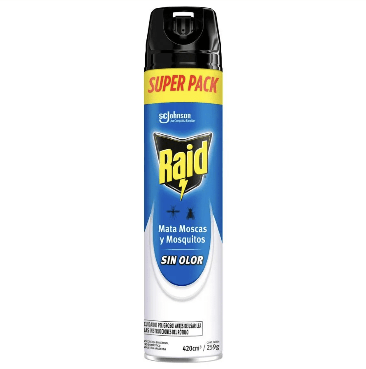 Insecticida Raid Mata Moscas y Mosquitos Sin Olor Aerosol 420CC2