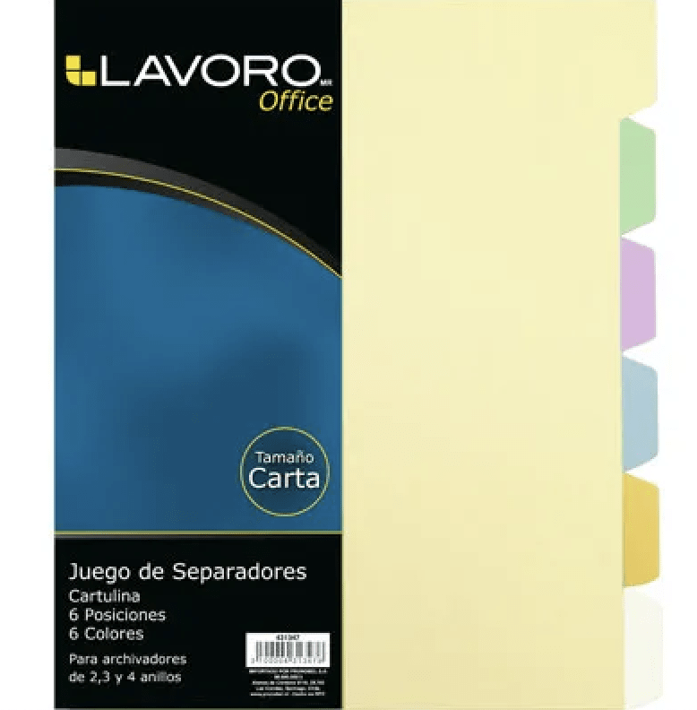SEPARADOR LAVORO 6 DIVISIONES 6 COLORES SURTIDOS 0