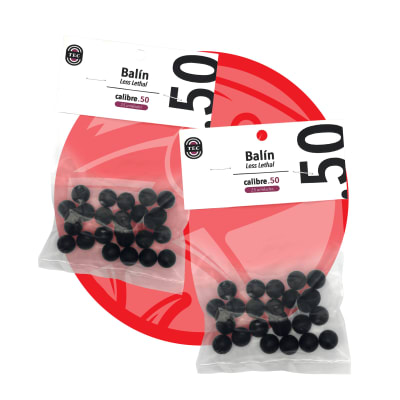 PACK BALINES CAL .50 TRAUMATICOS CAUCHO 50un1